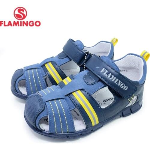 FLAMINGO 2020 Summer Hook&Loop Mixed Color Casual Kids shoe Little Outdoor Sandals Flat for boy Size 27-33 201S-HL-1762/1763