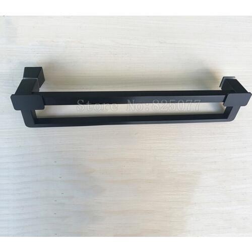 2021 New 304 Stainless steel dumb black bathroom handle shower room glass door handle with tower hanger C-C:440mm JF1607