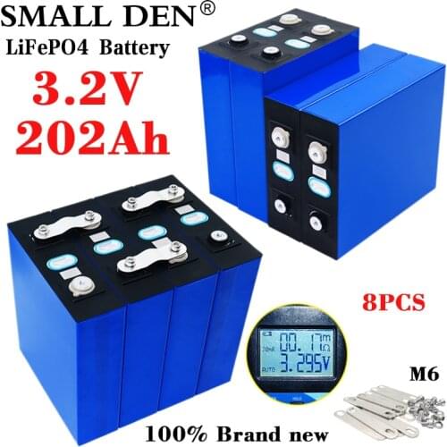 8PCS NEW 3.2V 200Ah lifepo4 Battery 3.2V lithium iron phosphate cell DIY12V 24V Solar Energy Storage Electric car EU US Tax Free