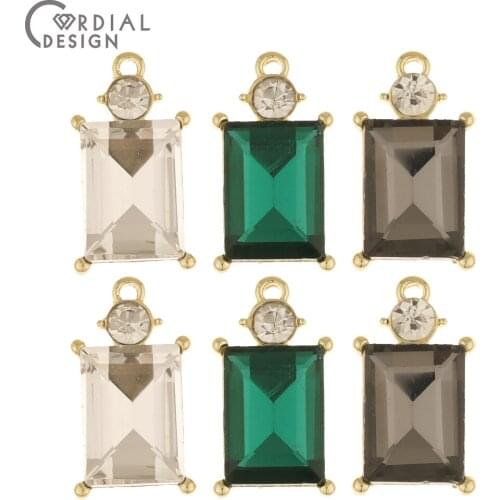 Cordial Design 50Pcs Jewelry Accessories/Rhinestone Pendant/DIY Charms/Rectangle Shape/Jewelry Findings & Components/Hand Made