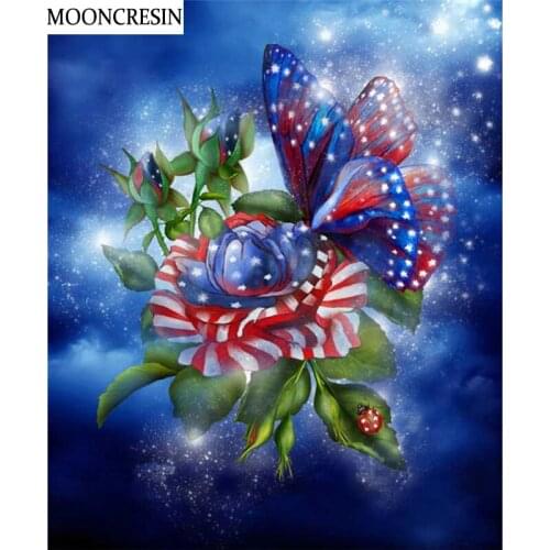 5D Diy Diamond Painting New Arrival Flower Butterfly Square Rhinestones Embroidery Cross Stitch Diamond Mosaic Wall Decoration