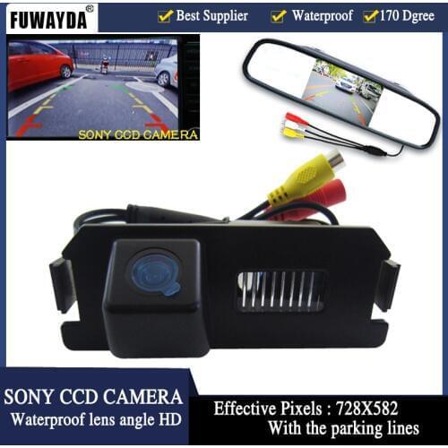 FUWAYDA Car Rear View CCD Camera with 4.3" Car Rear View Mirror Monitor for Hyundai Genesis I30 ROHENS COUPE Tiburon Kia Soul