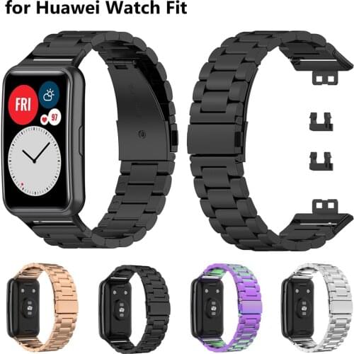 Stainless Black Band for Huawei Watch FIT Strap Accessories Soild Metal Steel Bracelet for Huawei Watch fit Correa Wristband