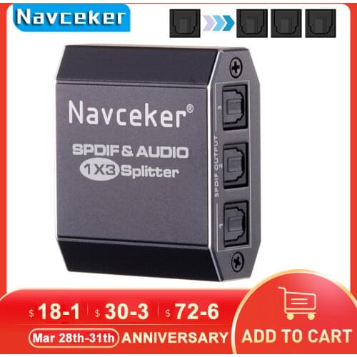 Digital SPDIF Optical Audio Splitter Aluminum Alloy Toslink Splitter Adapter 1x3 Optical Splitter 1 In 3 Out Support DTS AC3