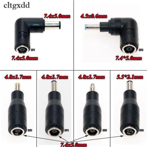 Cltgxdd 7.4*5.0mm Ultra Slim DC Jack to 7.4x5.0 4.5*0.6 4.8x1.7 5.5*2.1mm Plug 90 Degree Right Angled Adapter For HP Dell Laptop