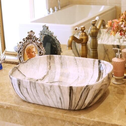 Europe Vintage Style Art wash basin Ceramic Counter Top Wash Basin Bathroom Sinks porcelain vessel bathroom sinks