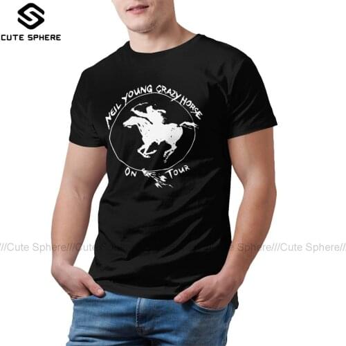 Neil Young T Shirt TOUR NEIL YOUNG CRAZY HORSE T-Shirt 100 Cotton Short Sleeve Tee Shirt Man Awesome Tshirt