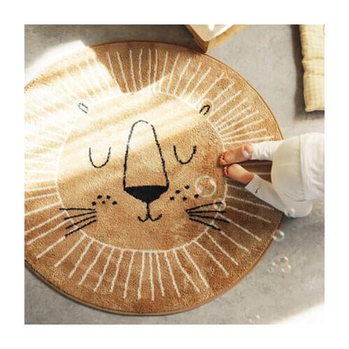 INS Nordic New Cartoons Mat for Children Baby Play Mat Round Carpet Lion Playmat Newborn Photography Props Living Room Carpet