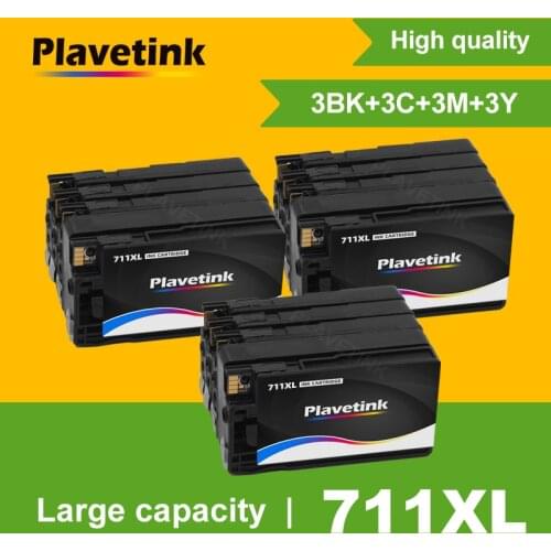 Plavetink 12 Pcs Full Refilled 711 Ink Cartridge for HP711 For HP 711 XL Designjet T120 T520 24-in ePrinter T 120 520 Printer