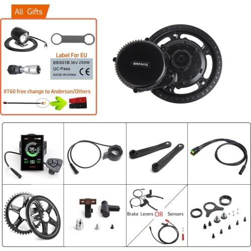 Bafang BBS01B 36V 250W Mid Drive Motor Electric Bicycle Conversion Kit C965 68-73mm E-bike 8FUN G340.250 Engine 44T 46T 48T 52T