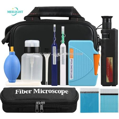 Tool box FTTH 1set / 12pcs optical fiber cleaning kit 400X fiber cleaning pen cleaner box alcohol bottle