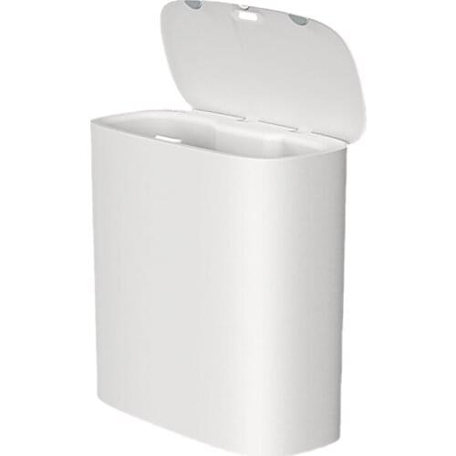 Nordic White Trash Bin Plastic Rectangle Modern Trash Can Kitchen Storage Rangement Cuisine Household Cleaning Tools BD50WB
