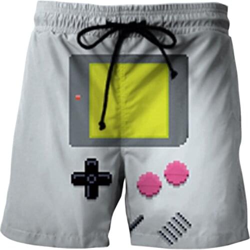 Summer new mens and womens beach pants new trend 3D printing game console Harajuku swimming trunks fitness shorts clothing