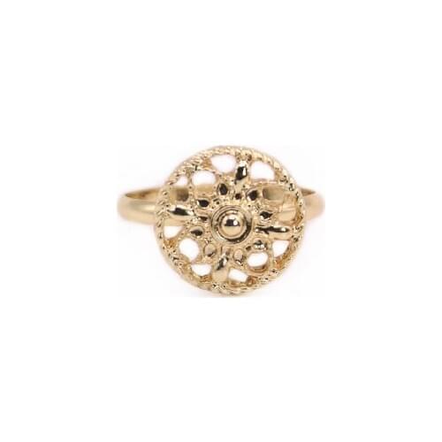 Trendy Round Flower Ring Simple Style Hand-welded Copper Ring Design Suitable for Men And Women