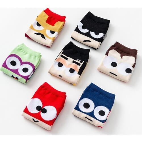 Men Women Short Socks Anime Cartoon Super/Spider/Bat/Iron /Captain Man Socks A2145AD