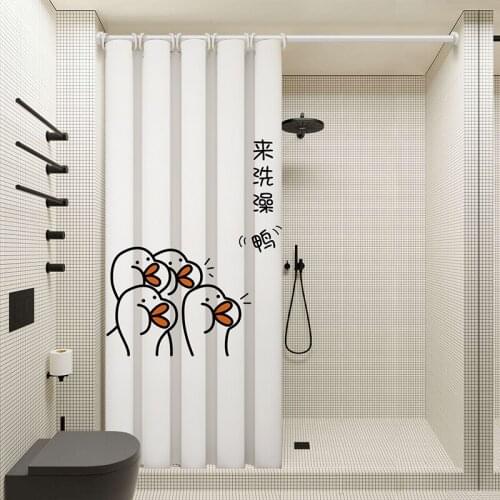 Not in/Bath DuckHook Style Shower Curtain,99.9%Waterproof,Bathroom Thicken Mildewproof Fabric,Customizable Home Curtains NEW