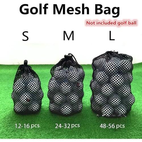 Sports Mesh Net Bag Black Nylon Golf Bags Golf Tennis 16/32/56 Ball Carrying Drawstring Pouch Storage Bag Outdoor Sports Parts