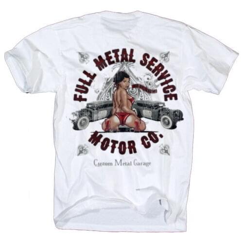 New 2019 Fashion Hot Mens Summer O Neck Cotton Full Metal Hot Rod T-Shirt Rat Car Fans Sexy Tattoo V8 Usa Route 66 T Shirts