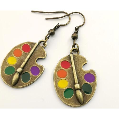 New Palette Earrings Bronze Earrings Artist Earrings Wonderful Bronze Bright Artist Palette Earrings