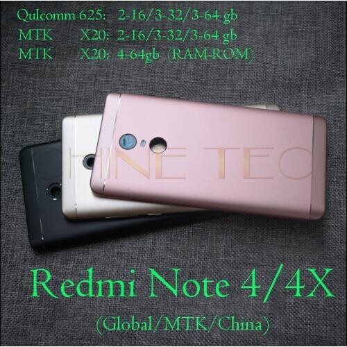 Original New for Xiaomi redmi Note 4 global &MTK version Redmi note 4X Rear Back Cover Battery Door Housing Replacement