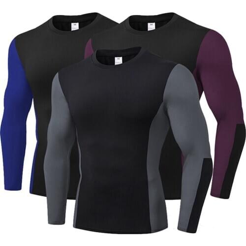 Winter Autumn Long Sleeve T-Shirts Breathable Running Sport Tops Tees Patckwork Jogging Trainning Fitness Clothing