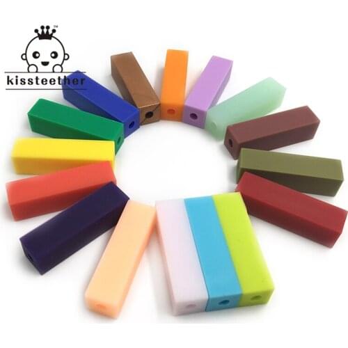 Rectangle Silicone Beads(BPA Free) DIY Baby Teether Toys Baby Teething Accessories Infant Soother Chain Nursing Toys Shower Gift
