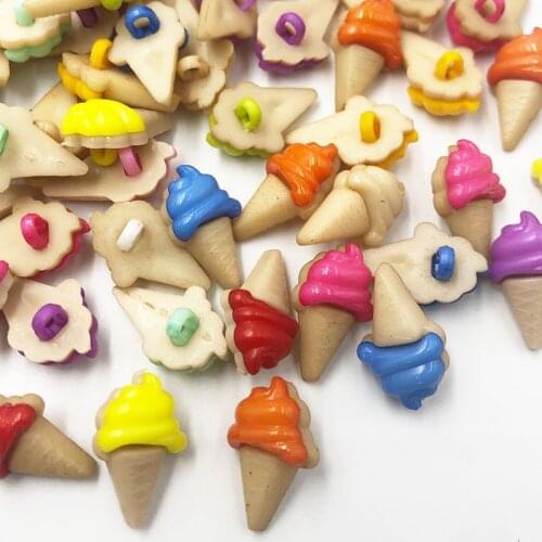 50/100 pcs Mix Colors Ice-cream Shank Plastic Buttons DIY Scrapbooking Accessories Childrens Apparel Sewing Notions PT17