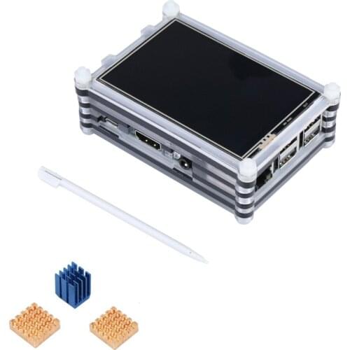 Raspberry Pi 3 Model B+3.5 inch LCD Display Screen with Acrylic Case and Aluminum Copper Heat Sink for RPI 3 B+/B