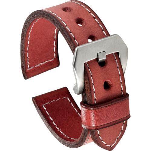 Onthelevel Leather StrapHandmadeRed yellow blue orange manual 18/2022/24/26mm Vintage pattern Watch Band Strap Watchbands