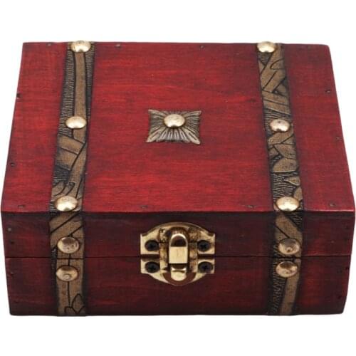 Retro Treasure Chest With Lock Vintage Wooden Storage Box Antique Style Jewelry Organizer For Wardrobe Jewelry Box Trinket Box