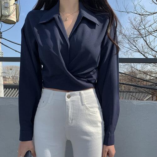 Женские голубые рубашки SHALALALA China At AliExpress