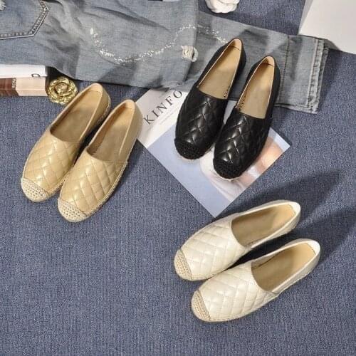 2021 New Fashion Womens Flats Genuine Leather Shoes Hot Sell Luxury Brand Design Loafers Comfortable Ladies Casual Flats