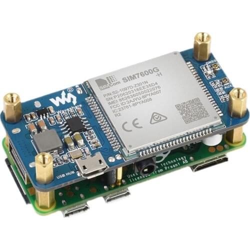SIM7600G-H 4G HAT with antenna kit for Raspberry Pi, LTE Cat-4 4G / 3G / 2G Support, GPS Glonass GNSS Positioning, Global Band