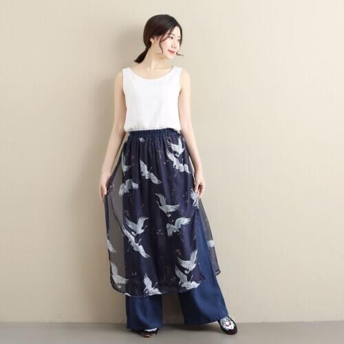 Spring Women Yoga Pant Crane Printed Wide Leg Loose Yoga Trousers Sweatpants Running Jogger Fitness Casual Track Pant Sportswear