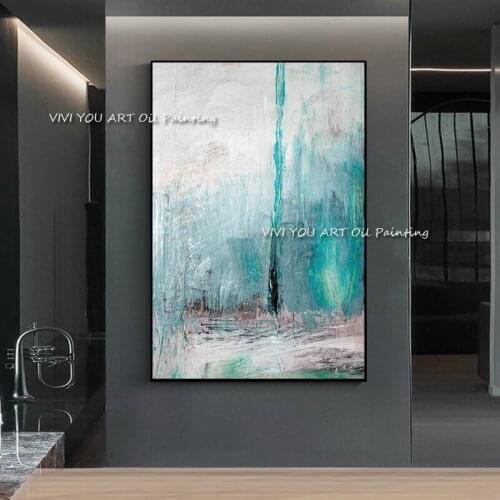 The High Quality Blue Colorful Handmade Abstract Modern Oil Painting On Canvas Handpainted Textured Wall Arts For Home Decor