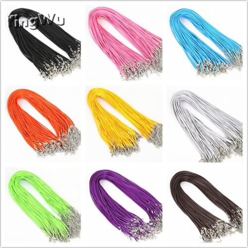 Yingwu Wholesale 100Pcs/lot Handmade Leather Adjustable Braided Rope Necklaces Charms Findings Lobster Clasp String Cord