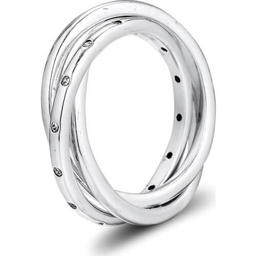 Swirling Symmetry Rings with Clear CZ 100% 925 Sterling-Silver-Jewelry Free Shipping