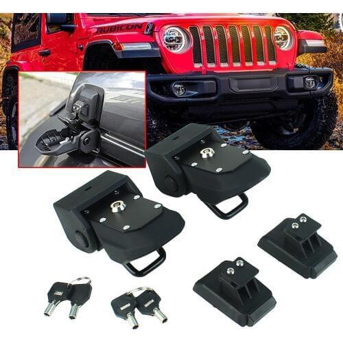 Hood Latches Hood Lock Catch Latches Kit Anti-Theft for Jeep Wrangler JL Sports 2018 2019