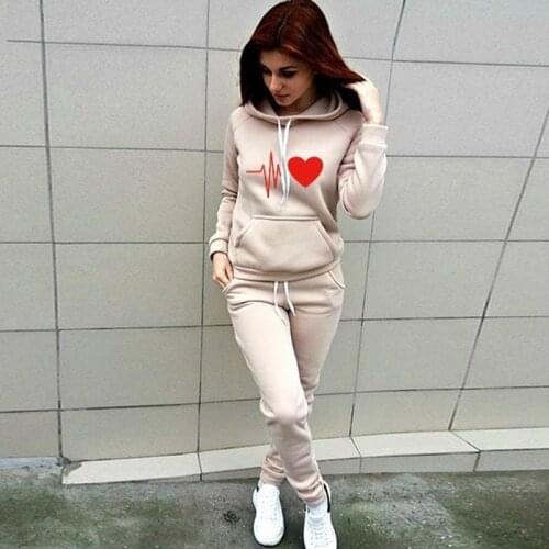 Womens Fashion Two Piece Set Tracksuit Casual Pullover Hoodies+Pants Sportswear Clothes Femme Sweatshirt Feminino Ropa De Mujer