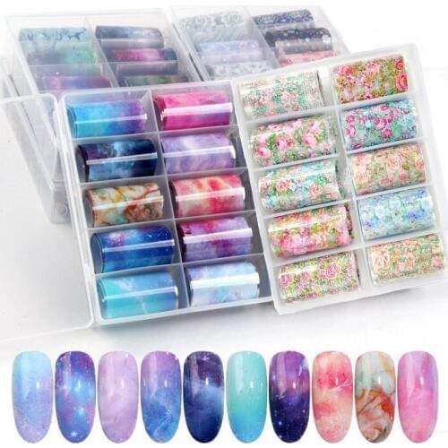10Sheets/Lot 100*4cm Nail Art Transfer Foil Flower Style Nail Sticker Foils Different Kind of Flower Foil 10 designs 1-10