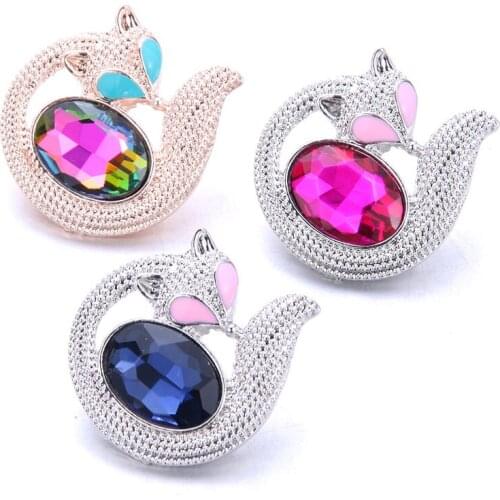 10pcs/lot 18mm Snap Jewelry Fox Styles 18mm Metal Snap buttons buttons Rhinestone Watches Snaps Jewelry