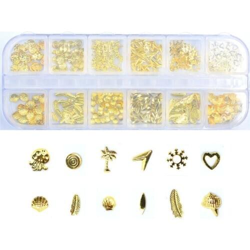 12Grids/Box Mixed Glitter Metal Nail Art Decoration Epoxy Resin Filling Material