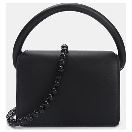 21 New Simple and Fashionable Small Square Bag Macaron Single Shoulder Messenger Beaded Chain Handbag Top Quality Luxury Brand