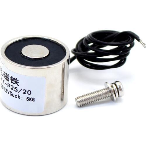 25*20mm Suction 5KG 50N DC 5V/12V/24V Mini solenoid electromagnet electric Lifting electro magnet strong holder cup DIY 12 v