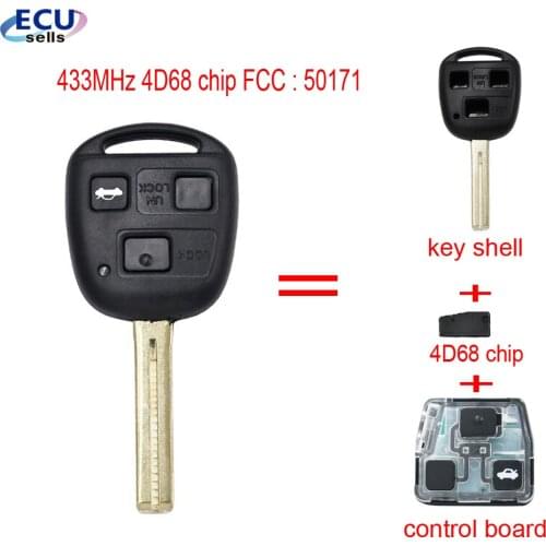 3 Buttons Remote Car Key 433MHz 4D68 for Lexus FCC ID: 50171 TOY48 Uncut Blade