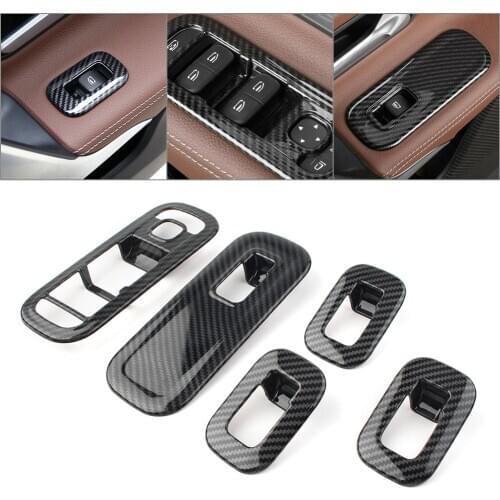 5Pcs ABS Car Door Window Switch Cover Trims Set For Mercedes Benz W177 A-Class A200 A220 A250 2019 Carbon Fiber Styling