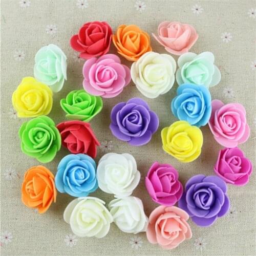 50/100/200 Pieces Teddy Bear of Roses 3cm Foam Wedding Decorative Christmas Decor for Home Diy Gifts Box Artificial Flowers
