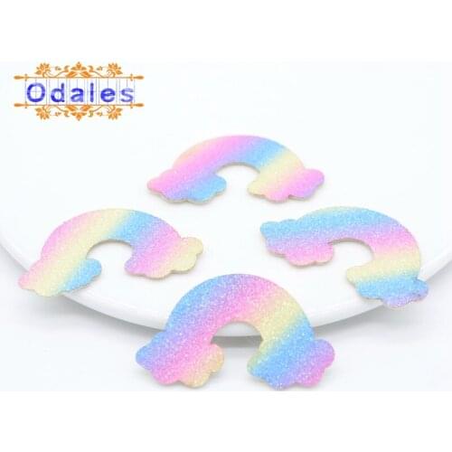 60Pcs 5CM Kawaii Rainbow Sticker on Patches for Clothing Iridescence Rainbow Patches Baby Shoes Hats Cake Topper Accessories