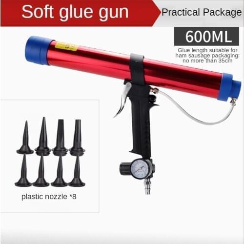 600ml Soft Glue Air Gun Pneumatic Sealant Gun Hand Caulking Tool with Speed Gauge for Architectural Decoration
