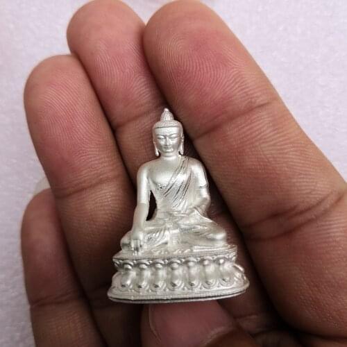 A+ Asia Buddhism temple Amulet high grade silver Sakyamuni Buddha statue HOME CAR bless safe health good luck Pocket talisman